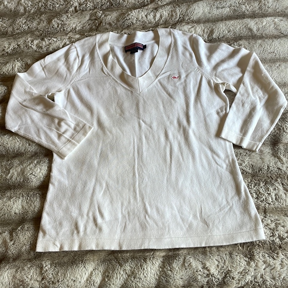 White Vineyard Vines V-Neck Sweater